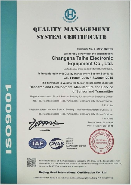 China Changsha Taihe Electronic Equipment Co. Zertifizierungen